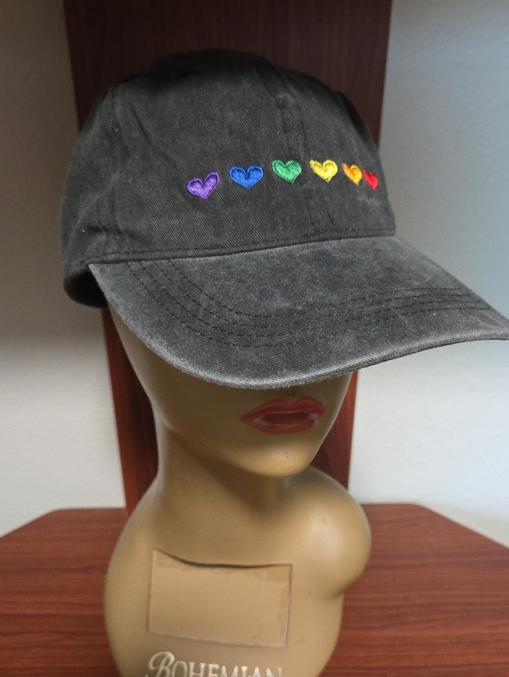 Pride Rainbow Hearts Distressed Hats for Men/ Women, Fun Adjustable cap